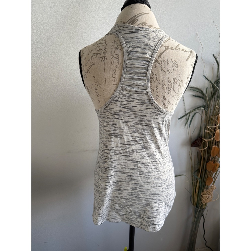 Lululemon Grey White Space Dye Ruched Racerback Tank Top Womens Size 6